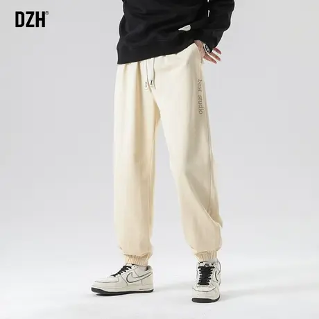 男生卡其色卫裤男秋季束脚高街裤子2023新款休闲运动裤男款哈伦裤商品大图