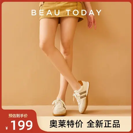【清仓款】BeauToday复古德训鞋女春季平底阿甘鞋透气休闲运动鞋图片