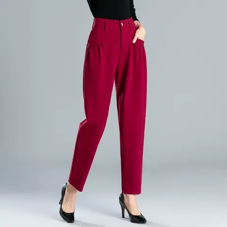 秋冬新款宽松女裤子加肥加大码显瘦哈伦裤高腰百搭萝卜裤休闲长裤商品大图