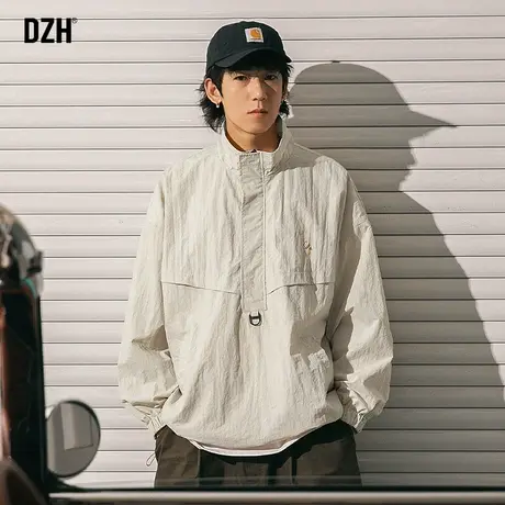 男士秋季痞帅外套男潮高级感休闲运动新款美式夹克半拉链冲锋衣男商品大图