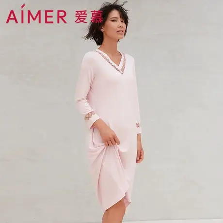 爱慕睡衣女牛奶生活3可外穿莫代尔纤维中长家居服睡裙AM445561图片
