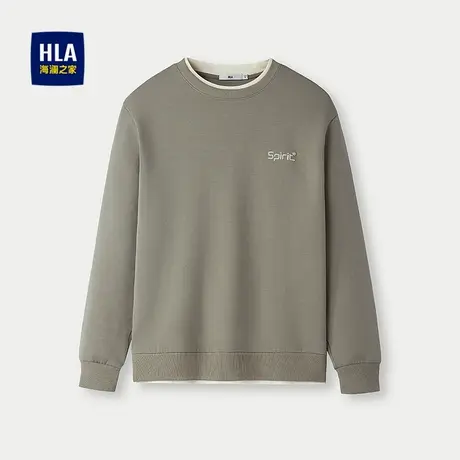 HLA/海澜之家双领设计卫衣25秋新撞色印花弹力保暖休闲风长袖男图片