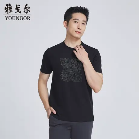 雅戈尔奥莱 商场同款男士短袖T恤新款官方正品商务休闲圆领T恤男商品大图