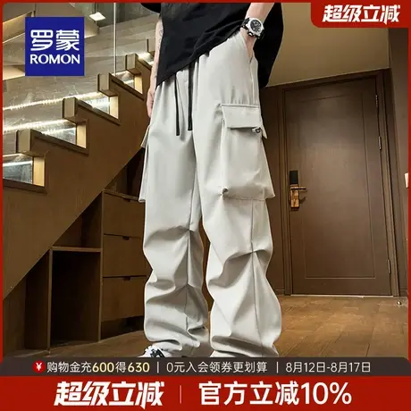 罗蒙男士日常百搭休闲裤2025秋季新款时尚潮流长裤运动阔腿工装裤商品大图