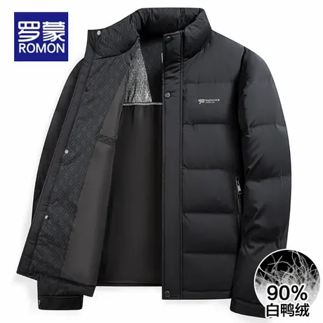 罗蒙2025冬季新款加厚羽绒服男外套短款连帽中年爸爸防寒保鸭绒服商品大图