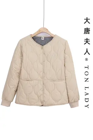 妈妈冬装棉服纯色圆领上衣休闲中老年女秋冬外套棉袄加厚保暖居家商品大图