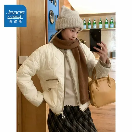 NOE真维斯棉服女款2025新款冬季爆款青少年保暖上衣立领外套女商品大图
