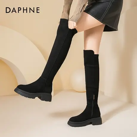 达芙妮厚底长筒过膝靴女高筒靴子2024新款爆款秋冬弹力瘦瘦靴长靴图片