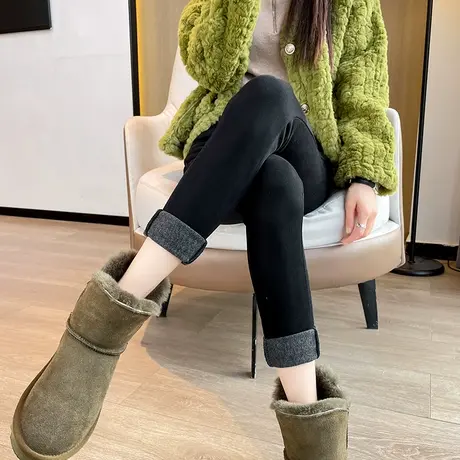 黑色打底裤女外穿秋冬加绒2023新款高腰紧身显瘦铅笔魔术小脚黑裤图片