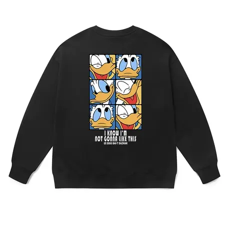 韩系卡通唐老鸭加绒加厚卫衣可爱休闲印花宽松长袖圆领遮屁股上衣商品大图