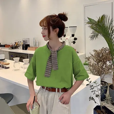 夏季新款小众设计感薄款宽松别致上衣服甜酷白色短袖T恤女装ins潮商品大图