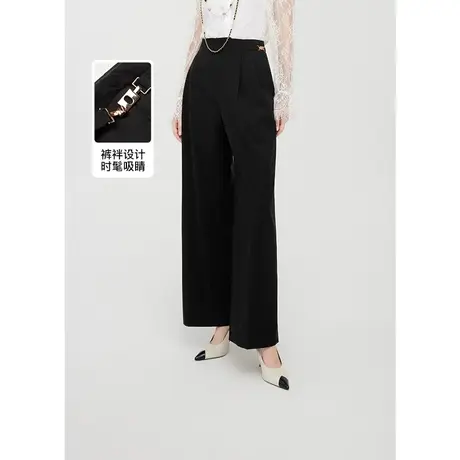 MISSCOCOON黑色阔腿裤24春新款女时尚百搭高腰休闲裤图片