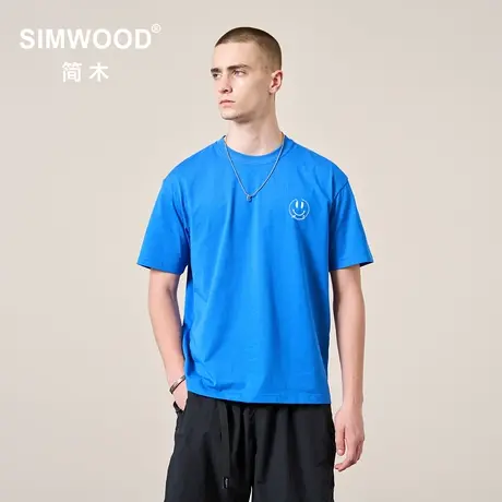 simwood简木男装【宽松版型】200g速干COOLMAX光变印花短袖T恤男图片