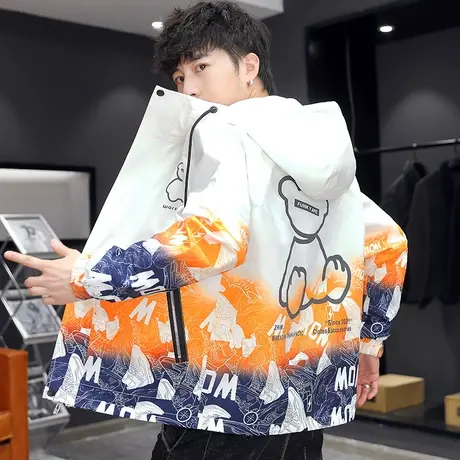 休闲连帽帅气夹克男春秋季2023新款韩版潮牌外套青少年百搭薄秋装图片