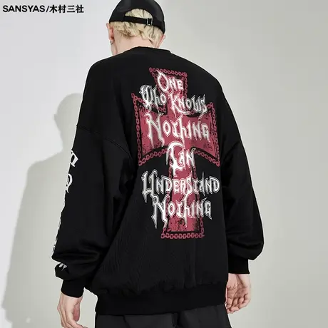 木村三社×救赎系列 十字架设计感卫衣外套男高级感痞帅打底上衣商品大图