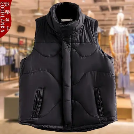 加肥加大码女装短款立领羽绒棉马甲外套洋气中年40岁妈妈宽松马夹商品大图