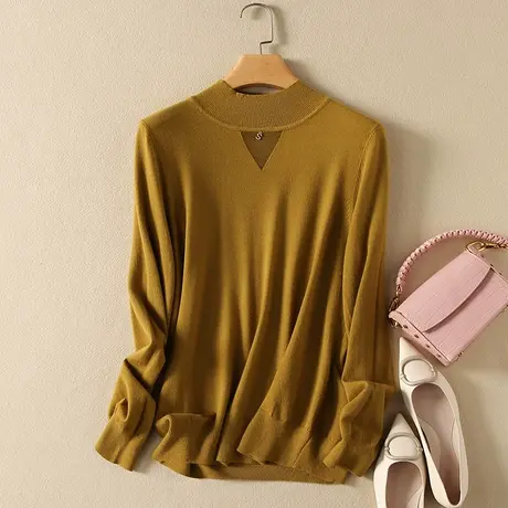 半高领毛衣女春装内搭新款韩版宽松套头加厚百搭长袖针织打底衫女商品大图