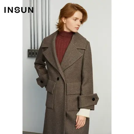 INSUN恩裳冬季羊毛大衣宽松美拉德毛呢外套商品大图