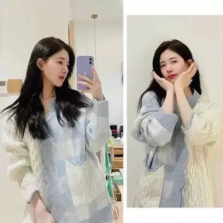 针织衫毛衣女复古日系春秋宽松韩版外穿慵懒风上衣开衫外套ins潮商品大图