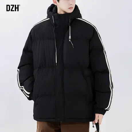 男士黑色棉服男款冬季加厚潮牌休闲连帽棉衣外套2024新款棉袄上衣商品大图