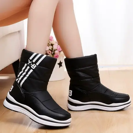 冬季新款雪地靴女士中筒保暖棉鞋防水防滑高帮加绒加厚保暖长靴子图片