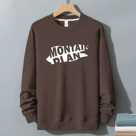 350g重磅卫衣男秋冬款宽松潮流印花无帽衫长袖t恤圆领套头上衣服商品大图