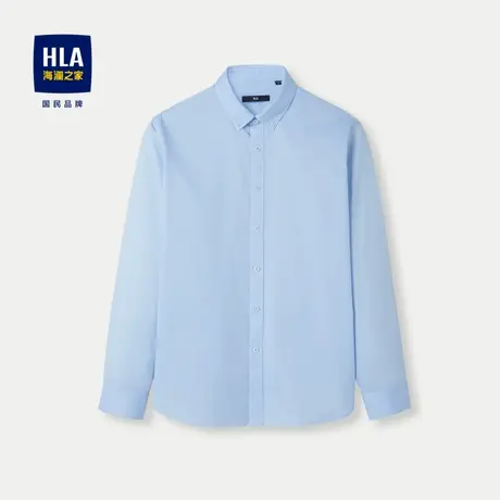HLA/海澜之家扣领长袖休闲衬衫24春夏新款条纹柔软亲肤有型衬衣男商品大图