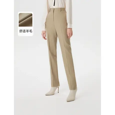 朗姿羊毛复古高腰显瘦九分职业正装通勤裤子女2023春季奥莱西装裤商品大图