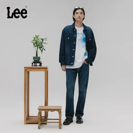 Lee商场同款24春季新品743舒适直脚中蓝色男牛仔裤潮LMB241743101图片