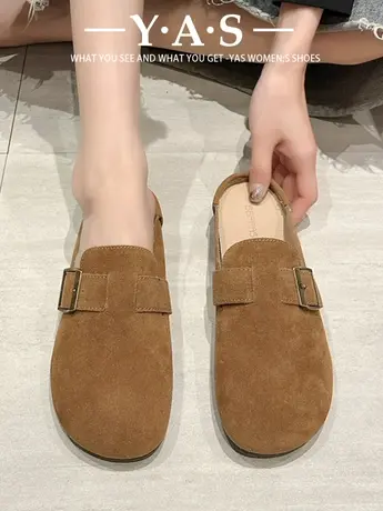 时尚爆款勃肯鞋女2024新款春季休闲单鞋一脚蹬平底鞋舒适包头拖商品大图