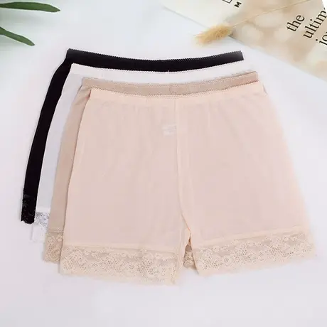 享永子薄款真丝打底裤女蕾丝花边桑蚕丝安全裤无痕透气三分内衬裤图片