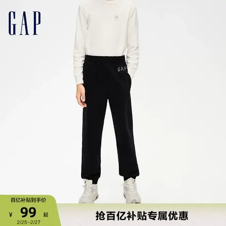 Gap男童冬季LOGO碳素软磨抓绒卫裤儿童装保暖运动束脚裤836648商品大图