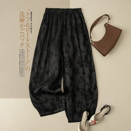 享永子【花房姑娘】莱赛尔人造天丝刺绣阔腿裤夏女宽松文艺复古图片