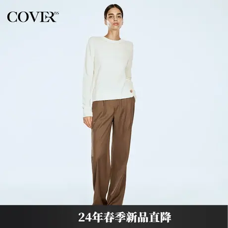 COVER2024春款简约圆领羊绒衫休闲针织衫商品大图