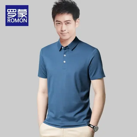 罗蒙桑蚕丝短袖t恤男士夏季新款潮休闲体恤商务高端冰丝Polo衫男图片
