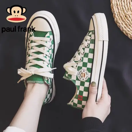 大嘴猴女鞋2023夏季新款休闲时尚格子鞋子潮流百搭轻便透气帆布鞋商品大图