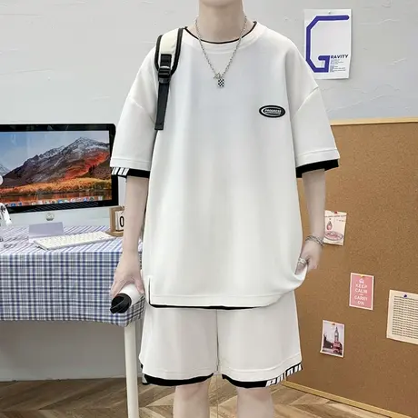 青少年短袖t恤12-15岁男孩帅气夏装13初中学生14大童运动两件套装商品大图