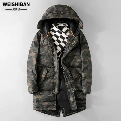 潮牌迷彩保暖加厚棉衣男士中长款冬季2022新款羽绒棉服防寒外套男商品大图