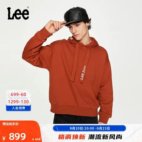 Lee商场同款23秋冬新品舒适版发泡印花男连帽卫衣潮LMT006243CST图片