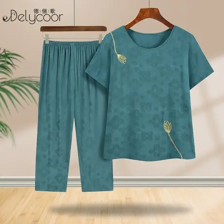 高端提花棉绸妈妈夏装2023新款中国风女装奶奶装中老年小个子套装商品大图