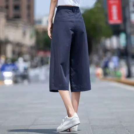 七分裤天丝阔腿裤女2023新款夏季薄款休闲裤冰丝裤子女八分直筒裤商品大图