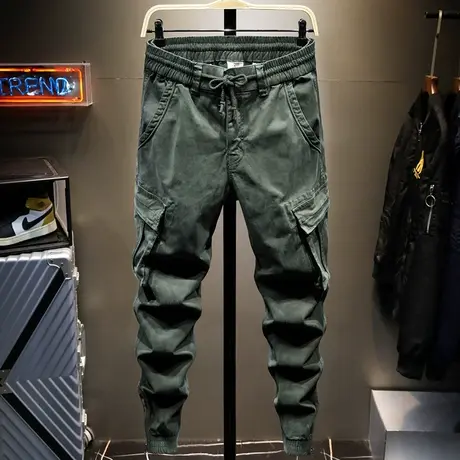 潮牌余文乐工装裤男春夏季宽松小脚ins束脚休闲长裤子男百搭男生商品大图