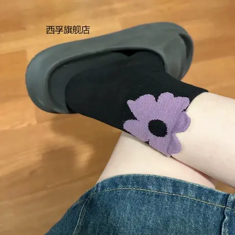后跟立体花朵短筒袜子女ins简约风潮袜无骨透气短袜学院风少女潮图片
