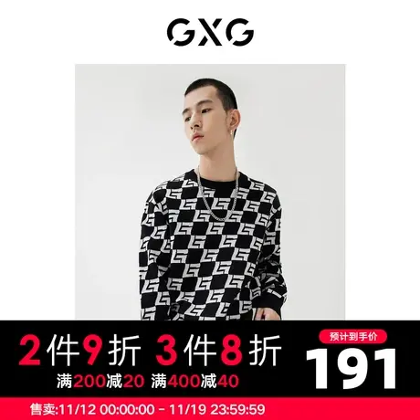 GXG男装22年春季新品商场同款趣味谈格系列圆领线衫图片