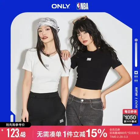 ONLY秋季NBA联名款潮流休闲圆领修身短款T恤女|123101126商品大图