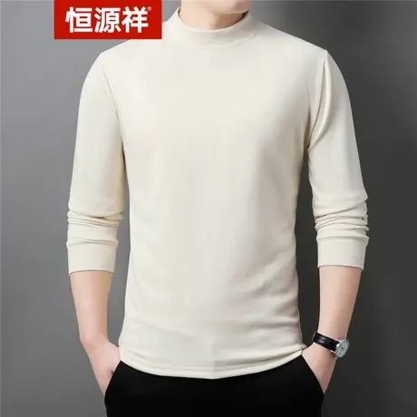 恒源祥德绒毛衣男士半高领秋冬季保暖T恤纯色针织衫休闲百搭上衫商品大图
