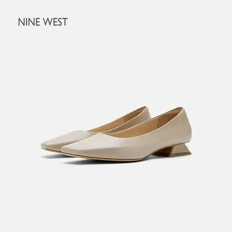 Nine West/玖熙方头单鞋女2025夏季新款真皮一脚蹬女鞋配裙子船鞋图片