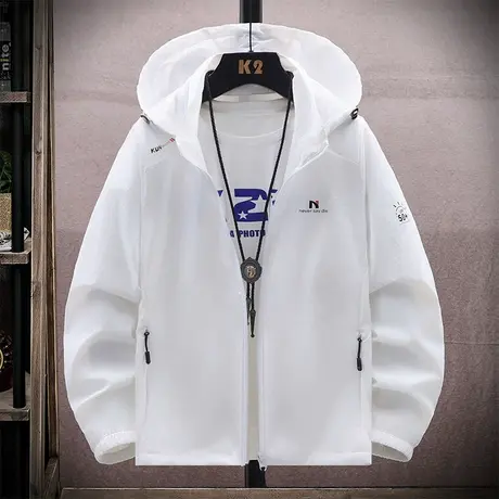 可拆卸连帽夹克男2025新款简约超薄男士上衣服夏季冰丝防晒衣外套商品大图