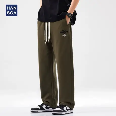 清仓特卖hansca美式高街直筒休闲卫裤男士春夏季宽松百搭弹力长裤商品大图