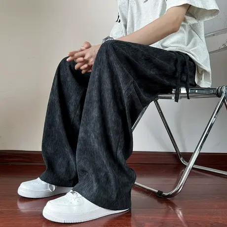 扎染冰丝裤子男春夏季薄款2025新款宽松直筒男裤美式垂感休闲长裤商品大图